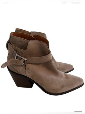 rag & bone Tan Suede "Ramone" Pointed Toe Buckle Chelsea Boot 37(7)